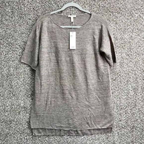 Eileen Fisher Top Women’s Small Lightweight 100% Linen Mélange Links Bateau Neck